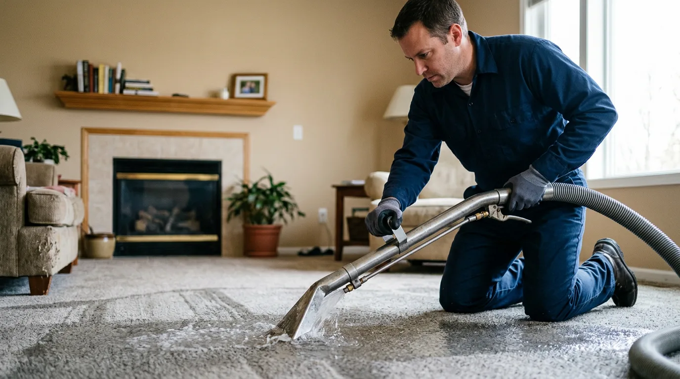 Water damage restoration technician working near Dodgeville, WI